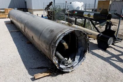 Israeli military shows an Iranian ballistic missile that they recovered from the Dead Sea (REUTERS/Amir Cohen)
