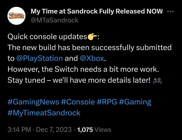 My Time At Sandrock Release Date Updates and Other Details
