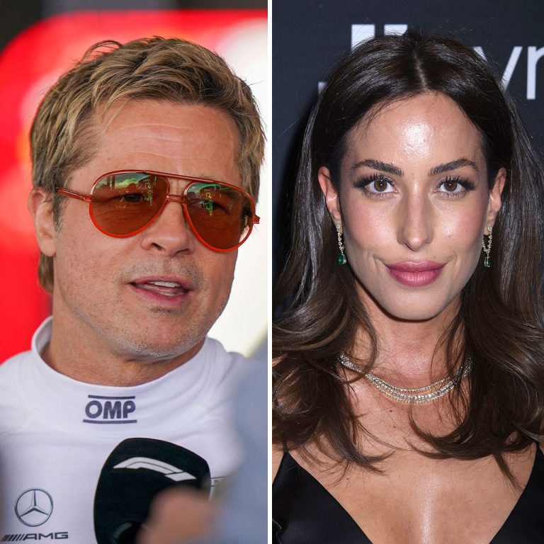 Ines De Ramon Stuns in Baby Blue Dress at British Grand Prix with Brad Pitt