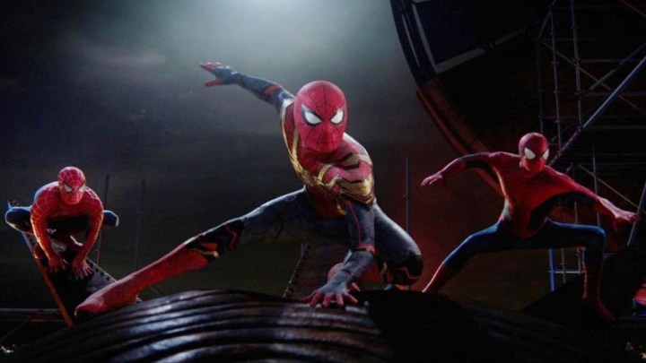 Three Spider-Men come in for a landing in 'Spider-Man: No Way Home.'