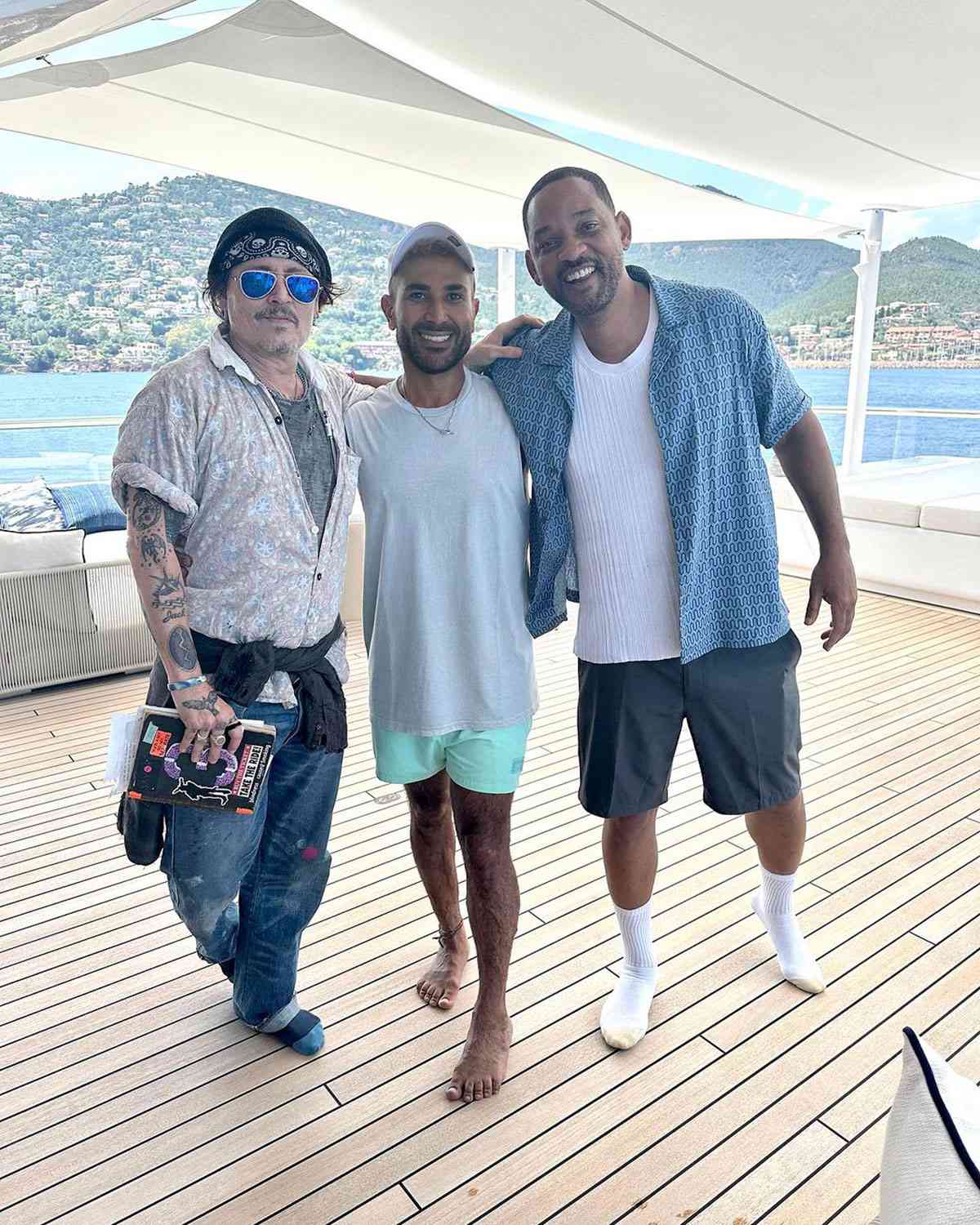 Johnny Depp and Will Smith Enjoy Yacht Trip Before Bocelli Concerts