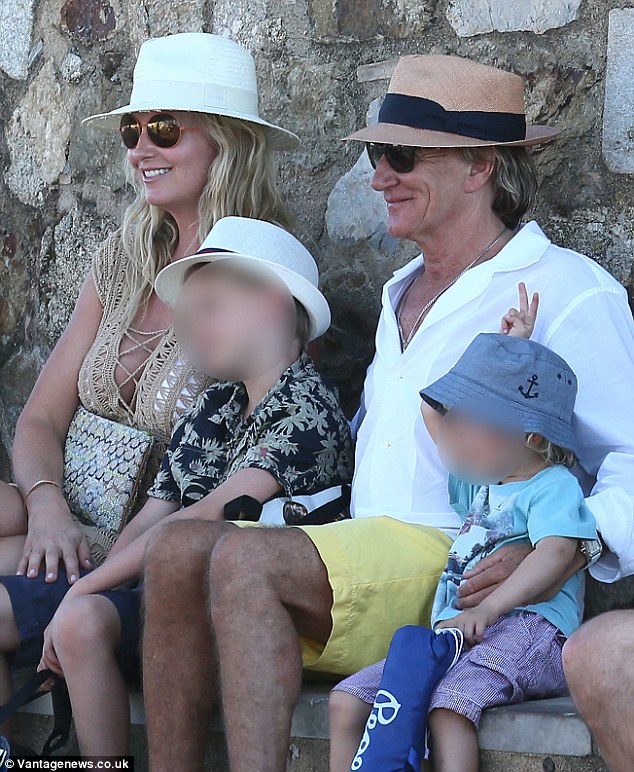 Penny Lancaster Stuns in Crochet Mini Dress on Holiday with Son Alastair