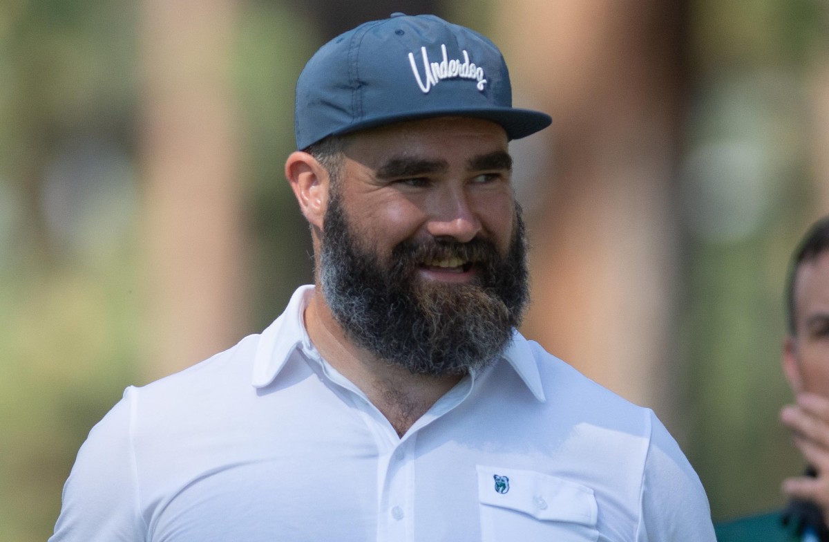 Jason Kelce Signs Baby at Celebrity Golf Tournament