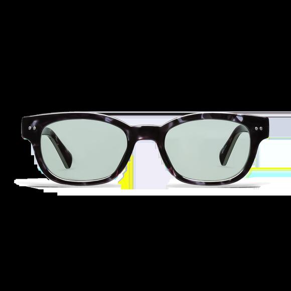 Lookoptic Keaton Readers in Shiny Black Tortoise with Green Tinted Lenses