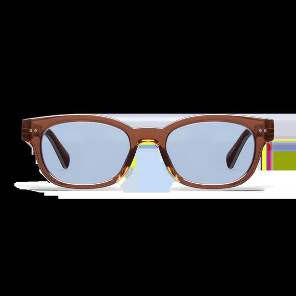 Lookoptic Keaton Readers in Shiny Cinnamon with Blue Tinted Lenses