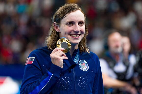 Katie Ledecky is tied for the most gold medals of any female athlete.