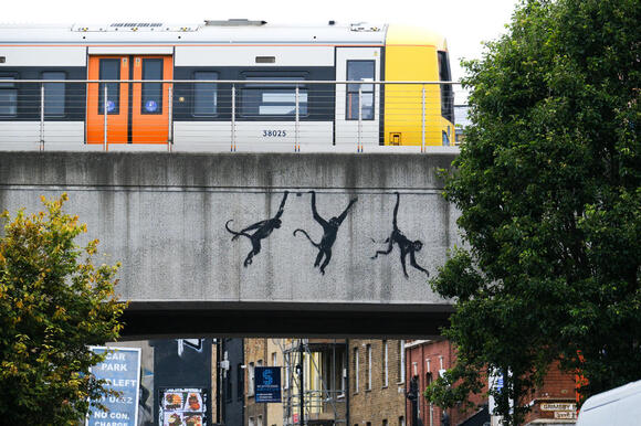 Monkey mural by Banksy at Brick Lane