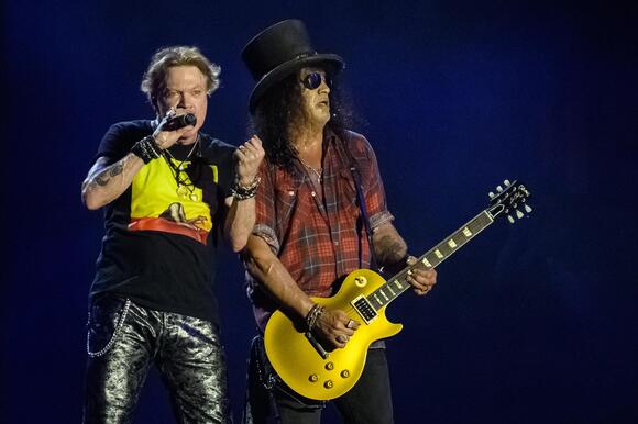 Axl Rose and Slash of Guns N' Roses performing