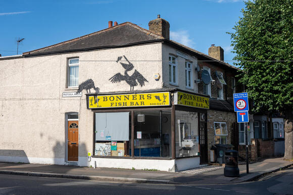 Banksy mural on a fish and chip shop