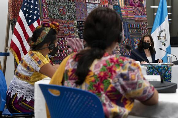 Harris with Guatemalan women entrepreneurs