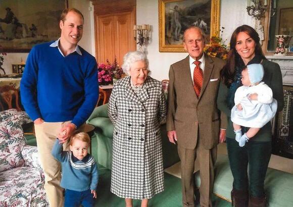 William, Kate, George and baby Charlotte at Balmoral with the late Queen and Prince Philip in 2015