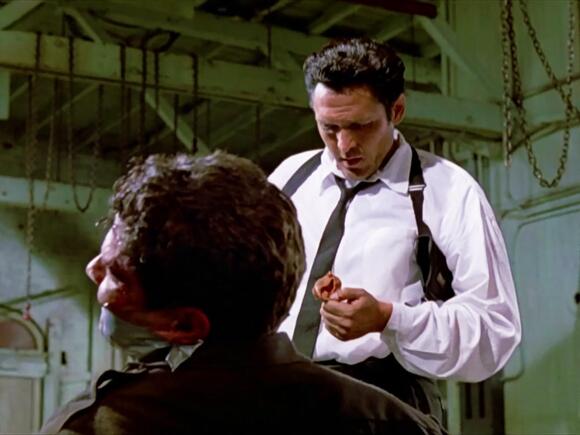 Madsen as Mr Blonde in Quentin Tarantino’s ‘Reservoir Dogs’ in 1992 (Miramax)