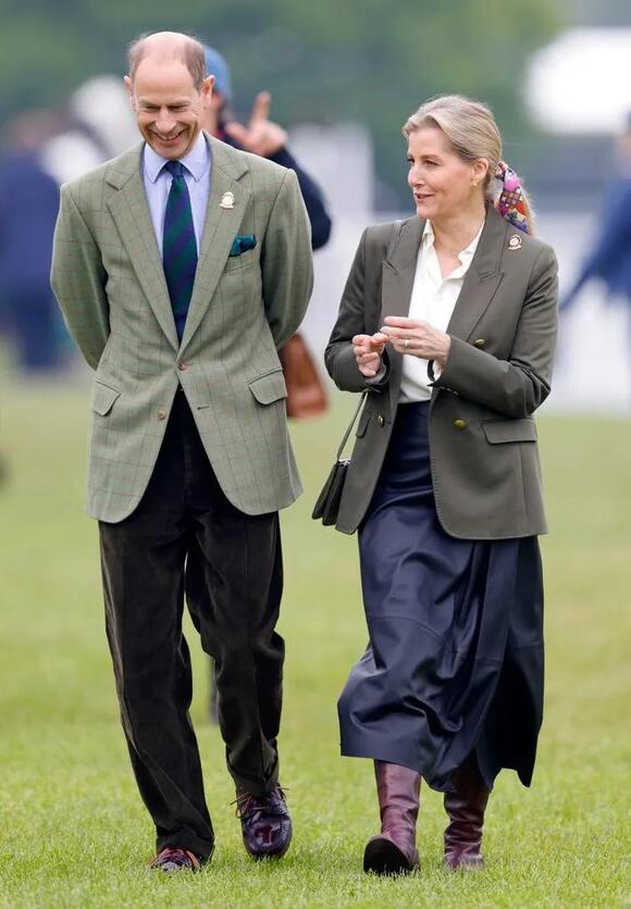 Sophie, Duchess of Edinburgh in leather skirt