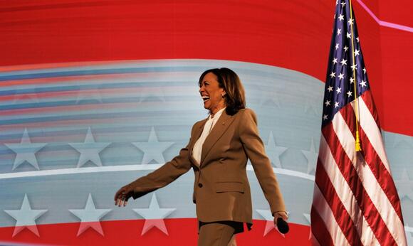 Democratic presidential nominee Kamala Harris makes a surprise appearance