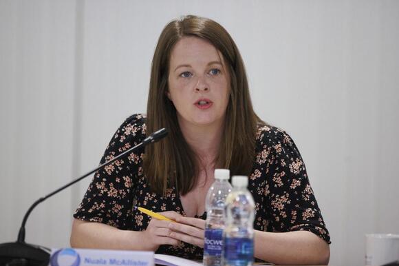 Alliance MLA Nuala McAllister speaking during a meeting of the Northern Ireland Policing Board in Belfast