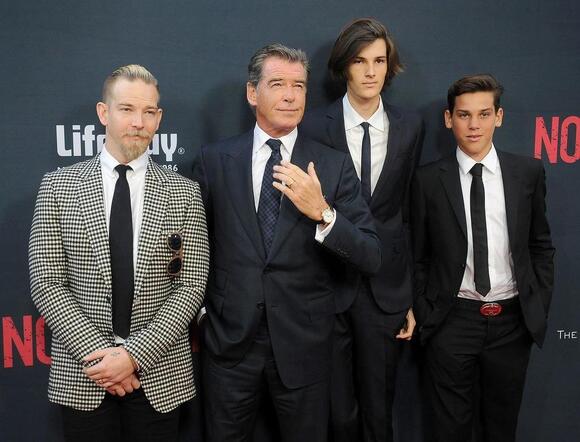 Pierce Brosnan with three of his sons