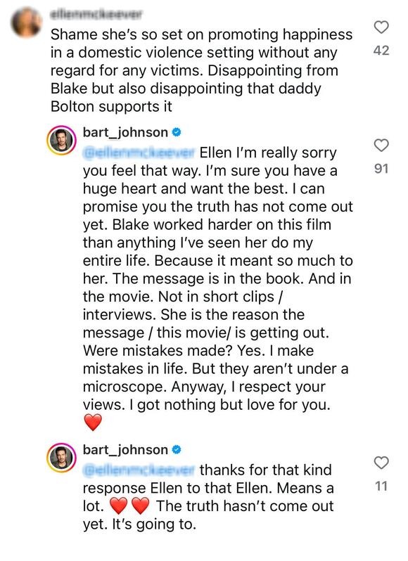 Bart Johnson defends Blake Lively