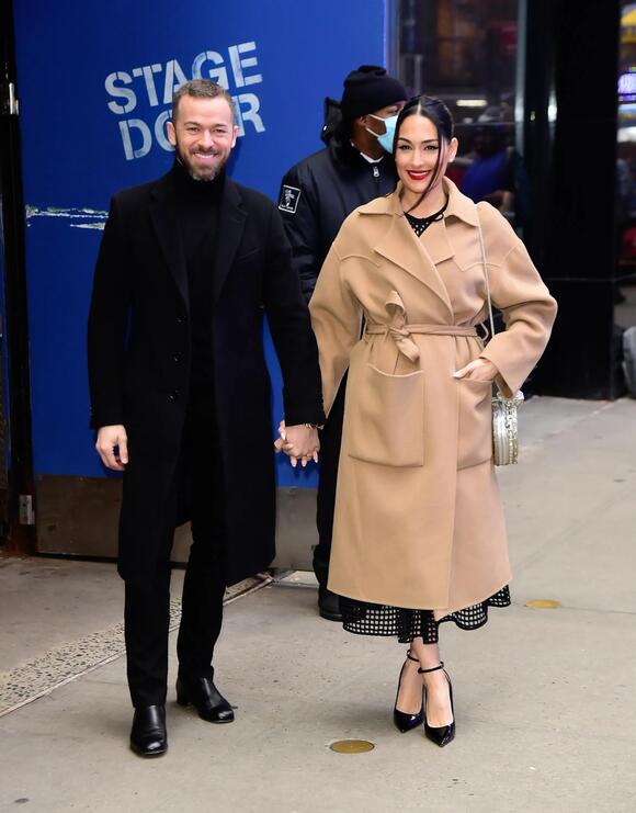 Nikki Bella and Artem Chigvintsev are seen outside “Good Morning America” on January 25, 2023 in New York City.