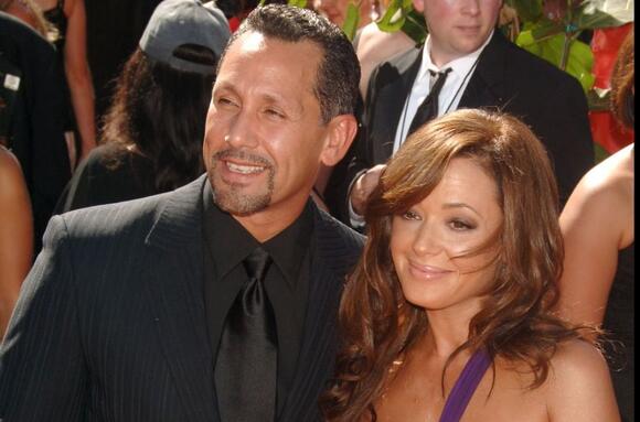 Leah Remini and Angelo Pagan at the Emmy Awards