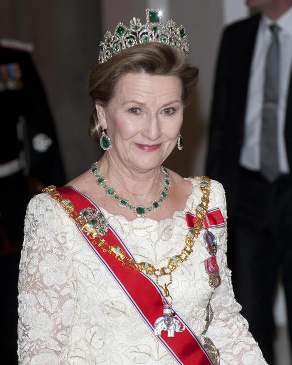 Queen Sonja of Norway at a Gala Dinner in Copenhagen