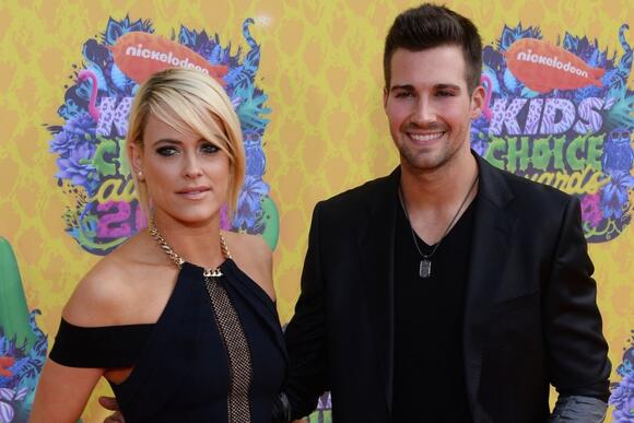 Peta Murgatroyd and actor James Maslow at Nickelodeon's Kids' Choice Awards in 2014