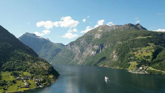 Geiranger fjord near village of Geiranger, Norway