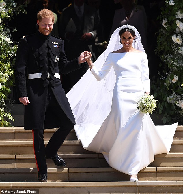 Meghan Markle with Prince Harry on their wedding day