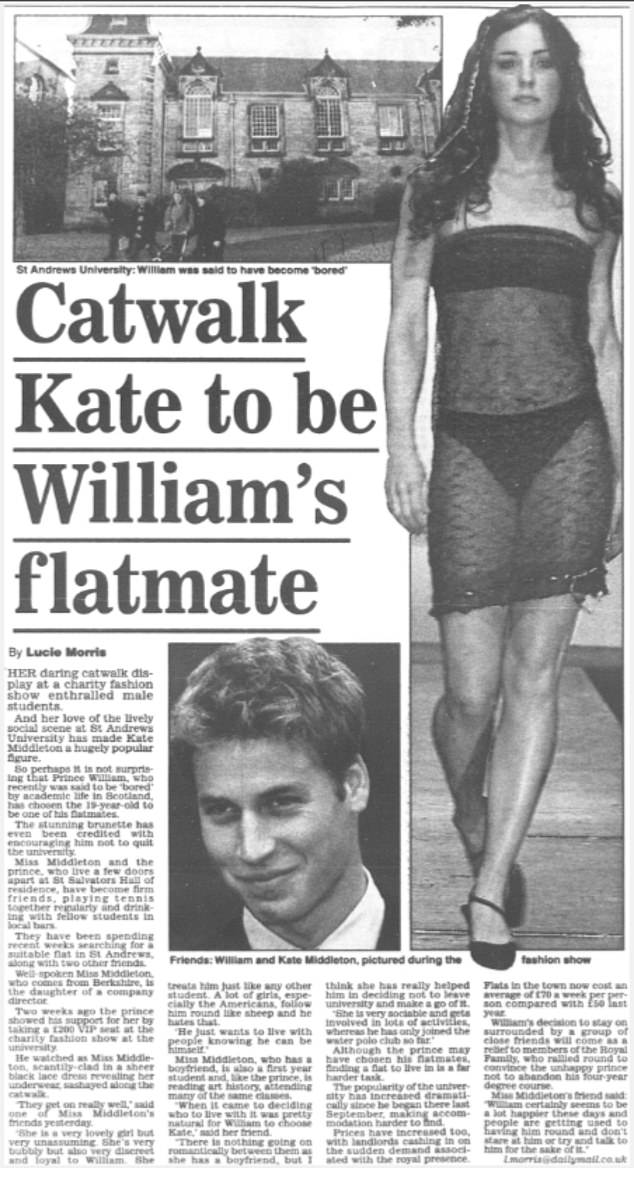 A Daily Mail newspaper clipping at the time described the now Princess of Wales as 'catwalk Kate'