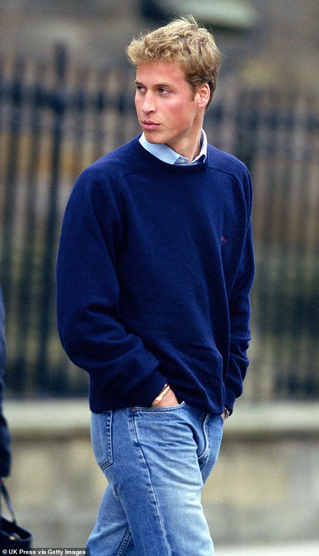 Prince William pictured on his first day at St Andrews University in 2001