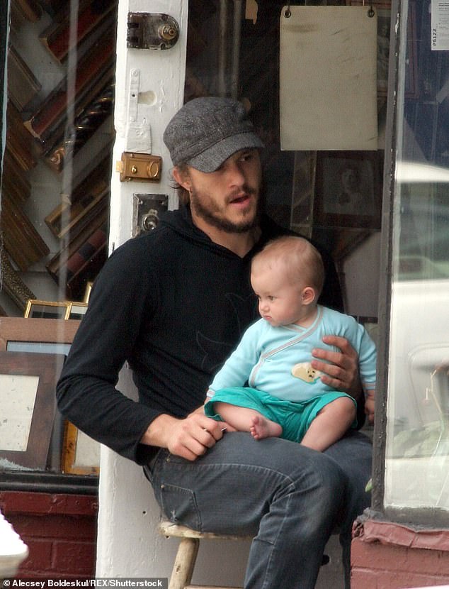 Michelle raised Matilda away from the spotlight after Heath died aged 28 after taking a fatal cocktail of drugs. Pictured: Heath with Matilda in 2006