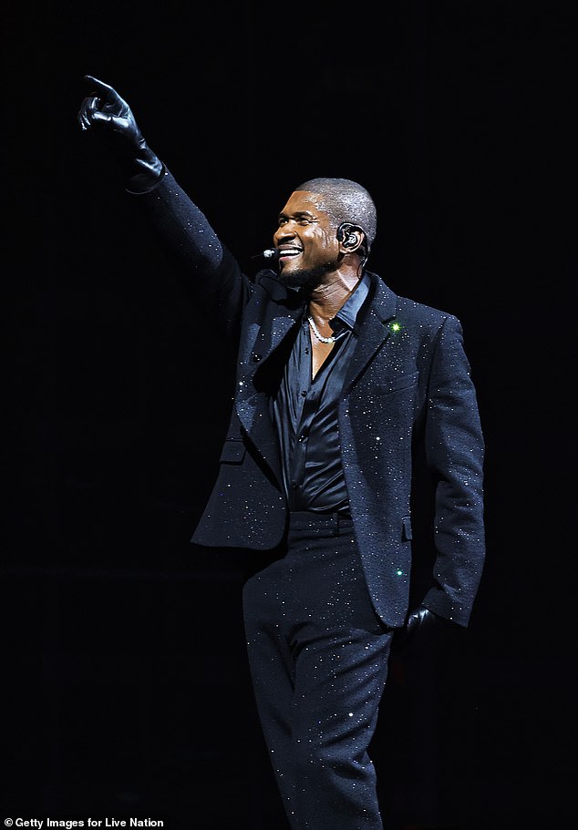 Usher, 45, began his tour titled Past Present Future this week with a pair of sold-out concerts in Washington, D.C. at the Capital One Arena. Pictured Tuesday