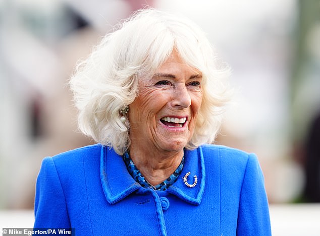 Pictured: Queen Camilla made a surprise appearance at Ebor Festival at York Racecourse yesterday