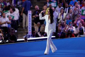 Ashley Biden speaks on the first day of the Democratic National Convention in Chicago on Aug. 19, white suit, Joe Biden, Kamala Harris