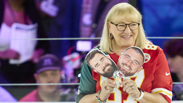 Donna Kelce smiling split jersey