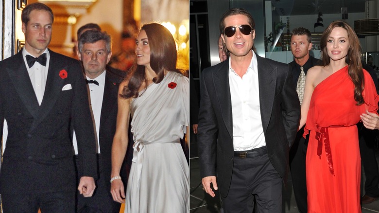 Prince William Kate Middleton walking & Brad Pitt Angelina Jolie walking