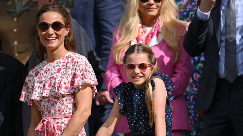 Pippa Middleton Matthews and Princess Charlotte at a tennis match