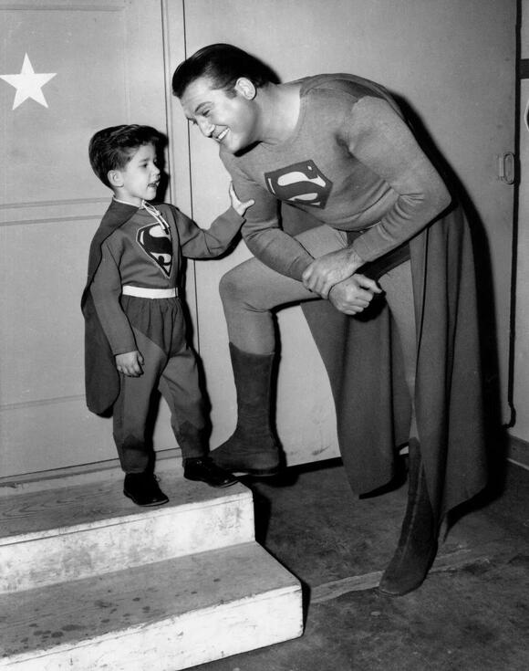 Keith Thibodeaux as Little Ricky and George Reeves as Superman on I Love Lucy ©CBS/courtesy MovieStillsDB.com