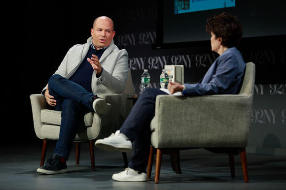 Brian Stelter speaks with podcast host Kara Swisher about his new book “Network of Lies” in New York City.