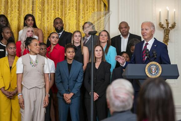 President Biden with the Connecticut men's team