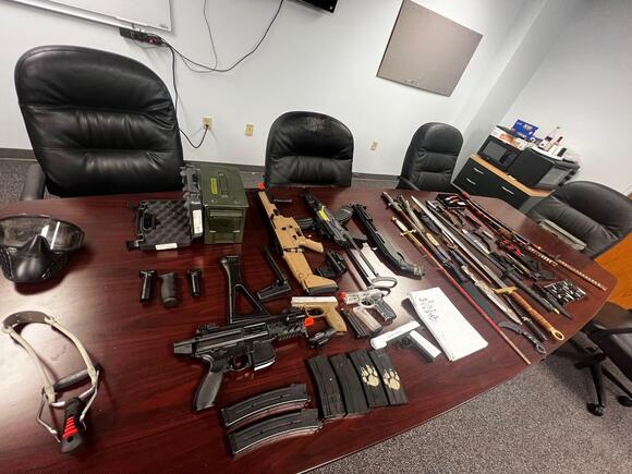 Collection of weapons discovered at Dorelli's home