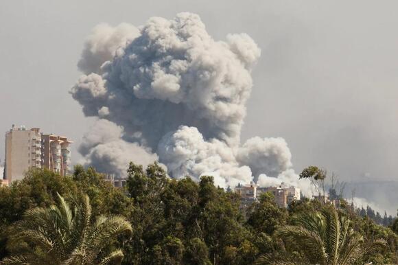 Smoke billows over southern Lebanon following Israeli strike