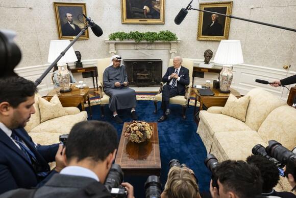 Biden and Sheikh Mohammed before bilateral meeting