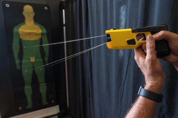 Axon Enterprise showcases its TASER 7 in Washington on May 12, 2022.