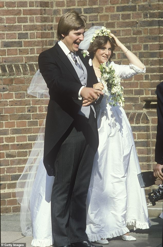 The newly wed couple Carolyn Pride and William Bartholomew in September 1982